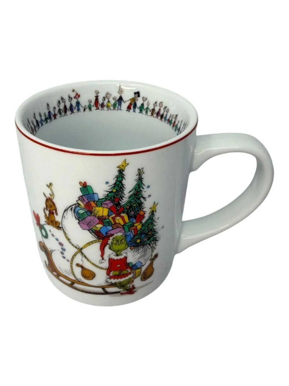 Williams Sonoma The Grinch Christmas Coffee Mug Cup‎ Sleigh Dr Seuss